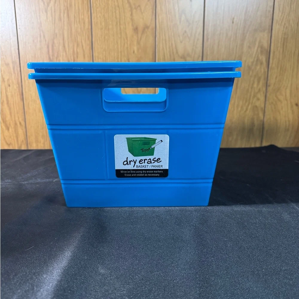 Blue Dry Erase Storage Bin Set of 2